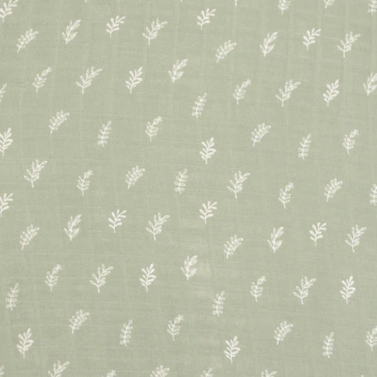 Baby Bamboo Cotton Fitted Cot Sheet - Sage Leaf