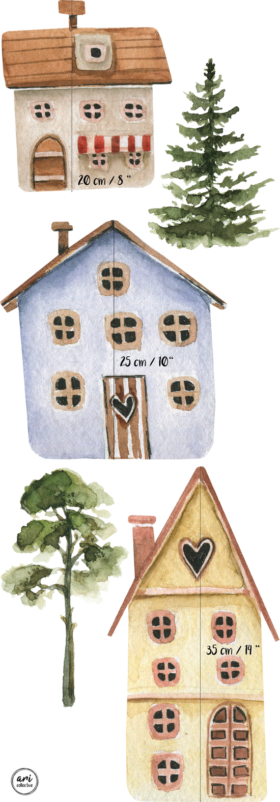 Fabric Wall Decals - Houses