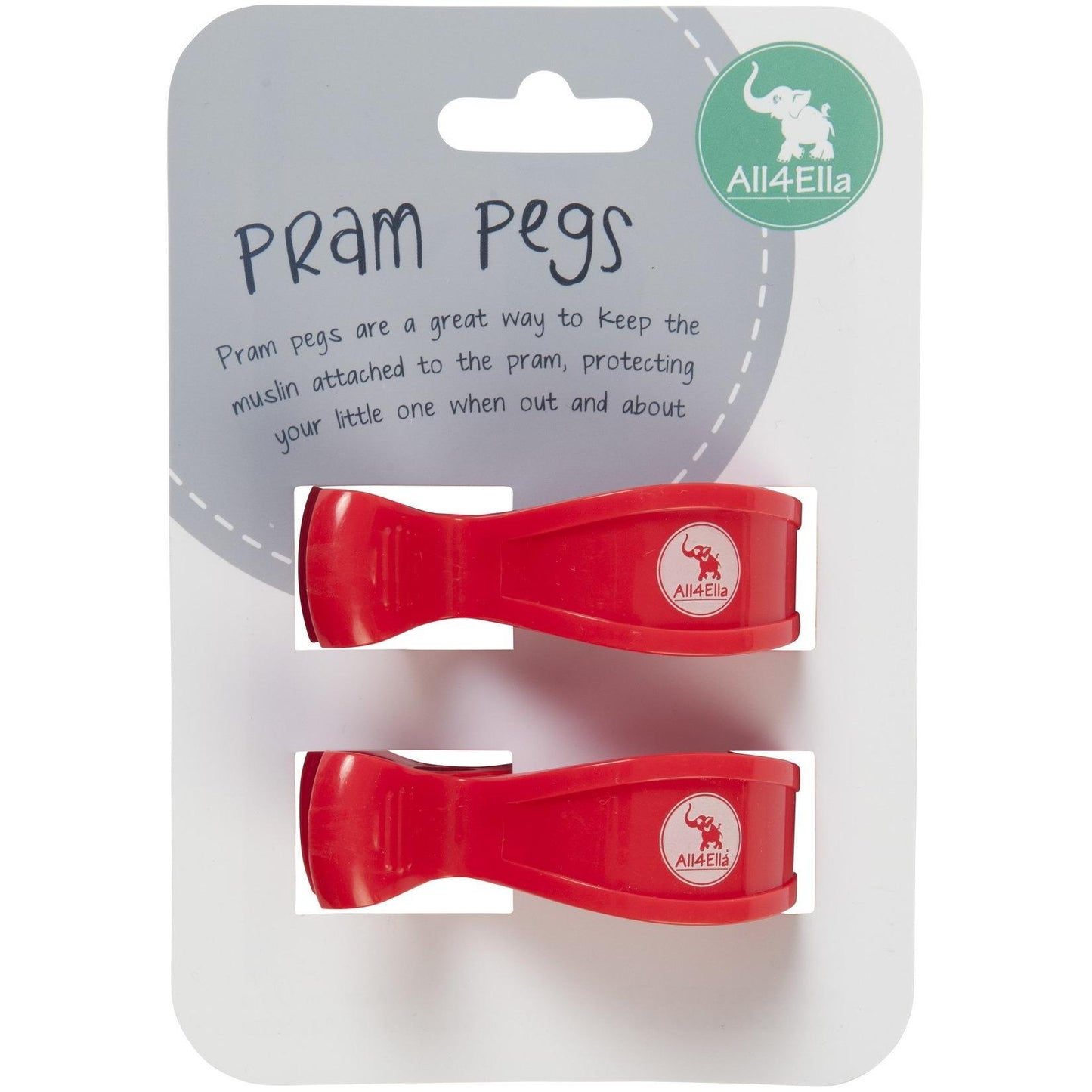 Pram Pegs 2-pack - Red - Baby Luno
