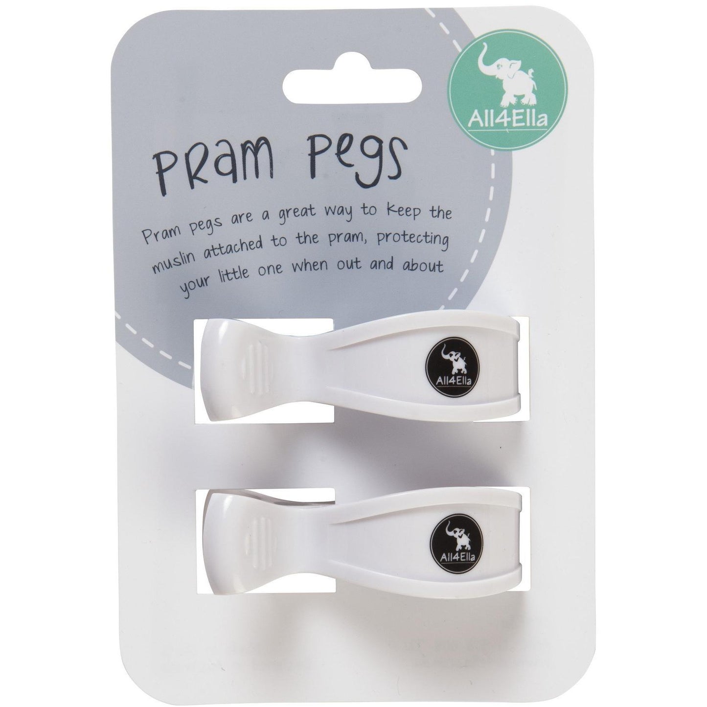 Pram Pegs 2-pack - White - Baby Luno