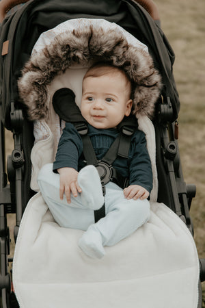 baby luno Nordic Footmuff Pram Liner - White Gold