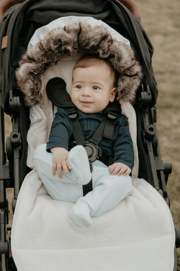 baby luno Nordic Footmuff Pram Liner - White Gold
