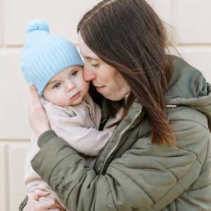 baby luno 100% Cotton Knit Beanie - Baby Blue