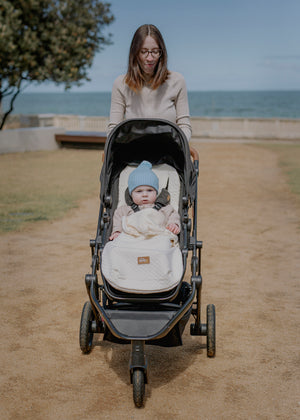 baby luno 100% Cotton Knit Beanie - Baby Blue