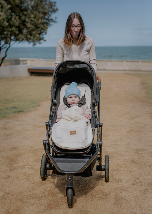 baby luno 100% Cotton Knit Beanie - Baby Blue