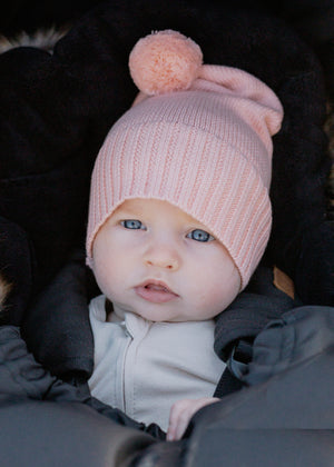 baby luno 100% Cotton Knit Beanie - Soft Blush Pink