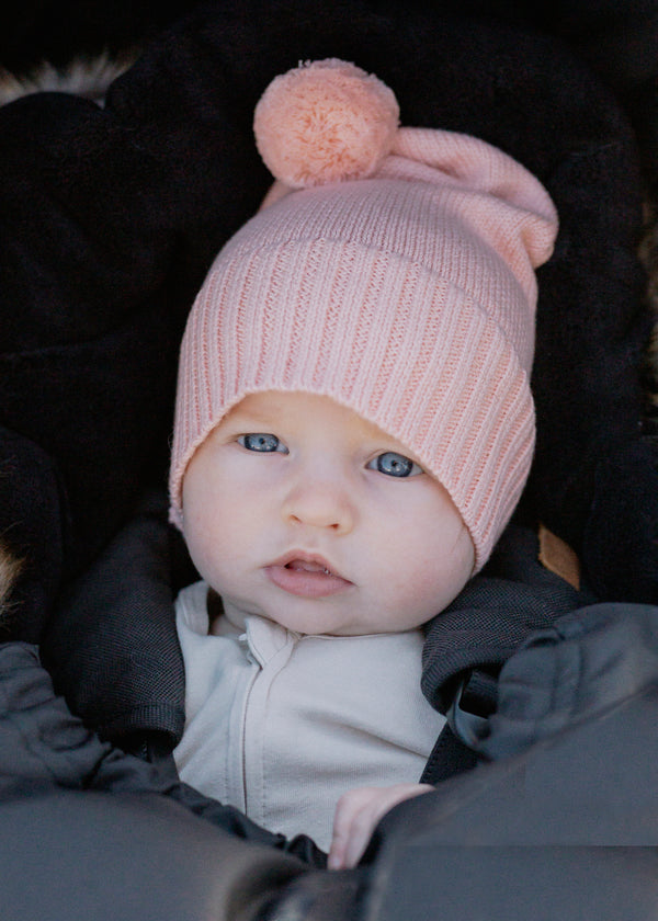 baby luno 100% Cotton Knit Beanie - Soft Blush Pink