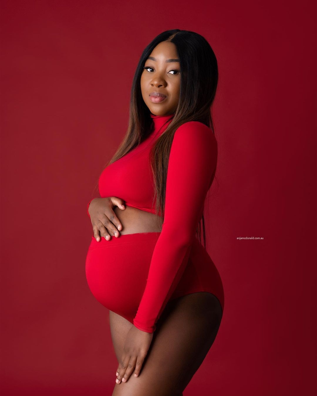 Maternity Turtleneck Crop Top & Panties Set