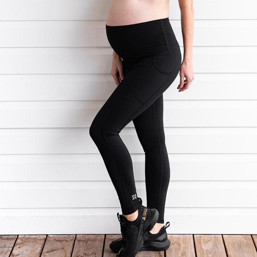 Maternity Leggings - Mama Love Pregnancy & Postpartum Full Length Black