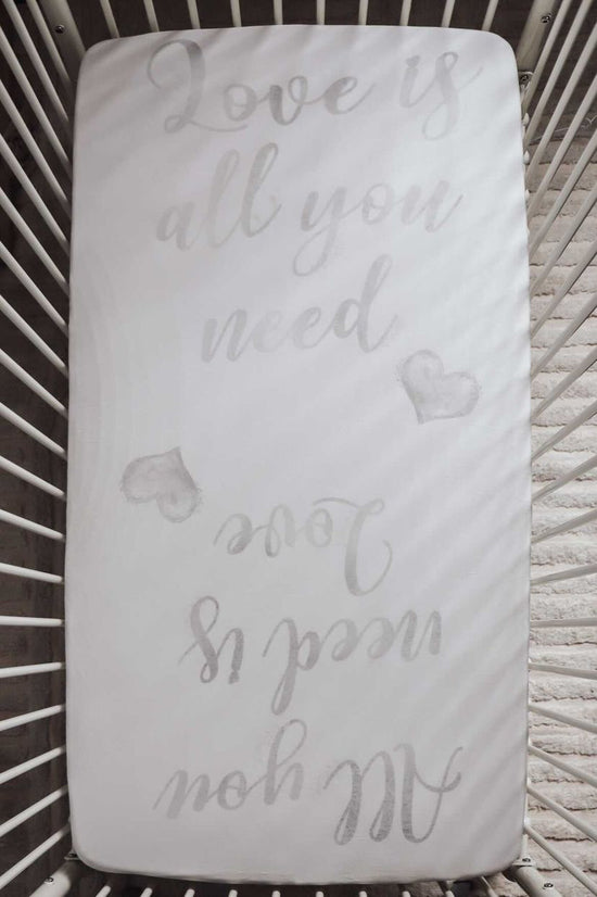 baby luno Bamboo Fitted Cot Sheet - Love Is All You Need