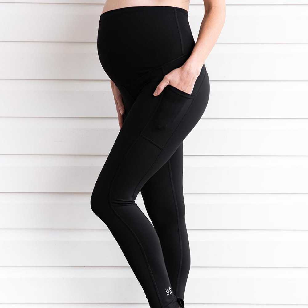 Maternity Leggings - Mama Love Pregnancy & Postpartum Full Length Black