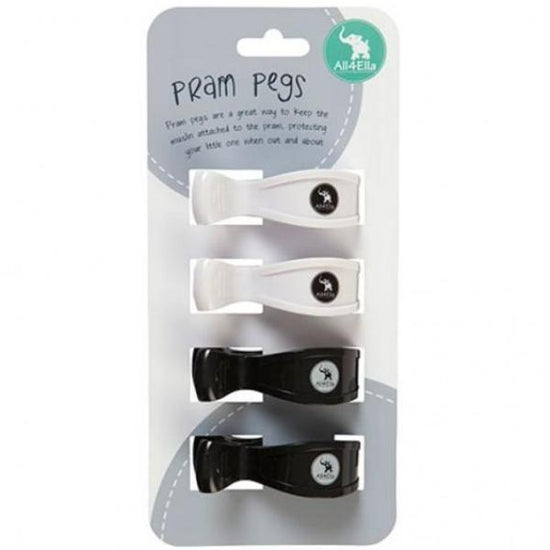 Load image into Gallery viewer, Pram Pegs 4-pack - Black &amp;amp; White - Baby Luno
