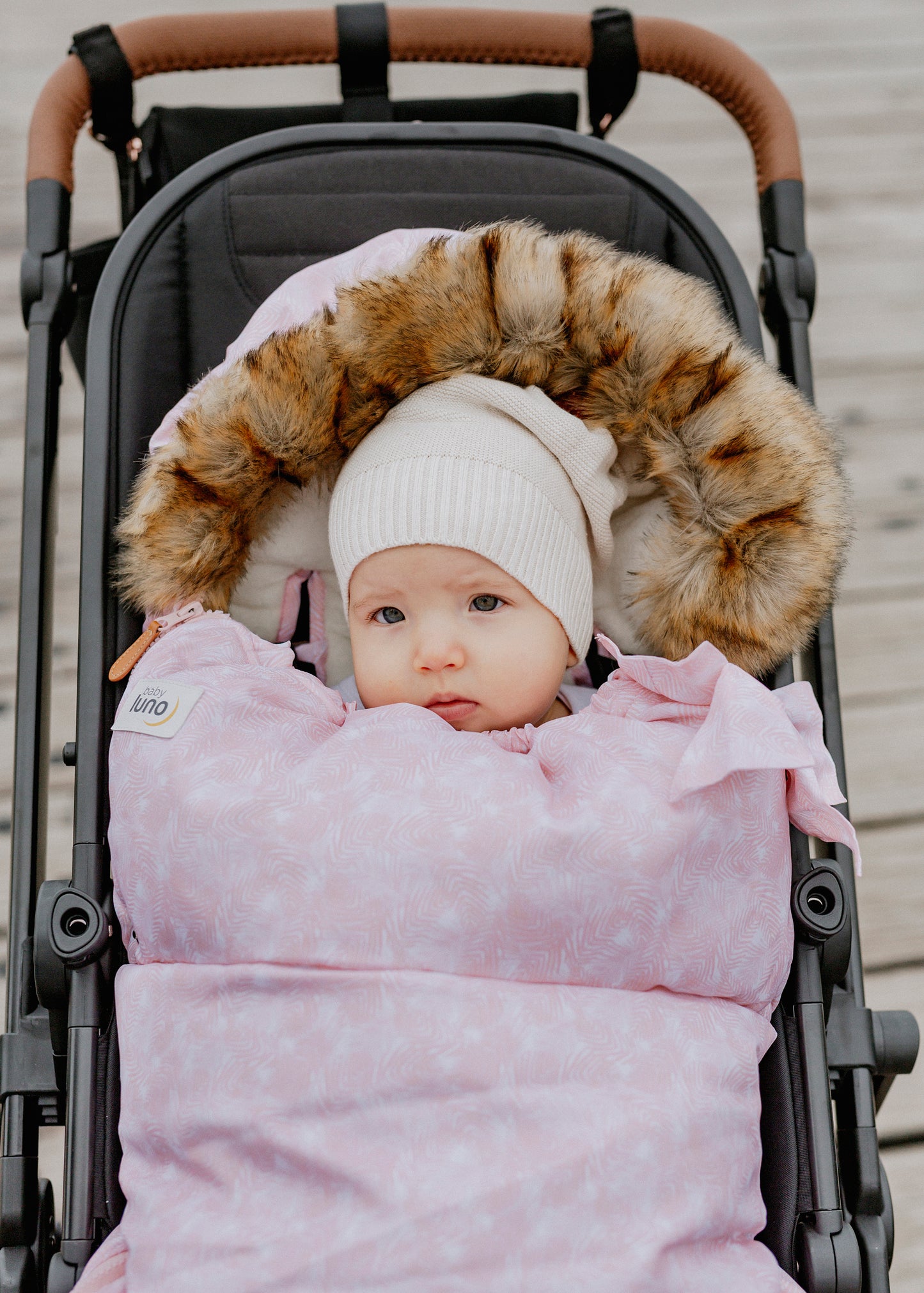 baby luno Nordic Footmuff Pram Liner - Pink Feather (PRE-ORDER)
