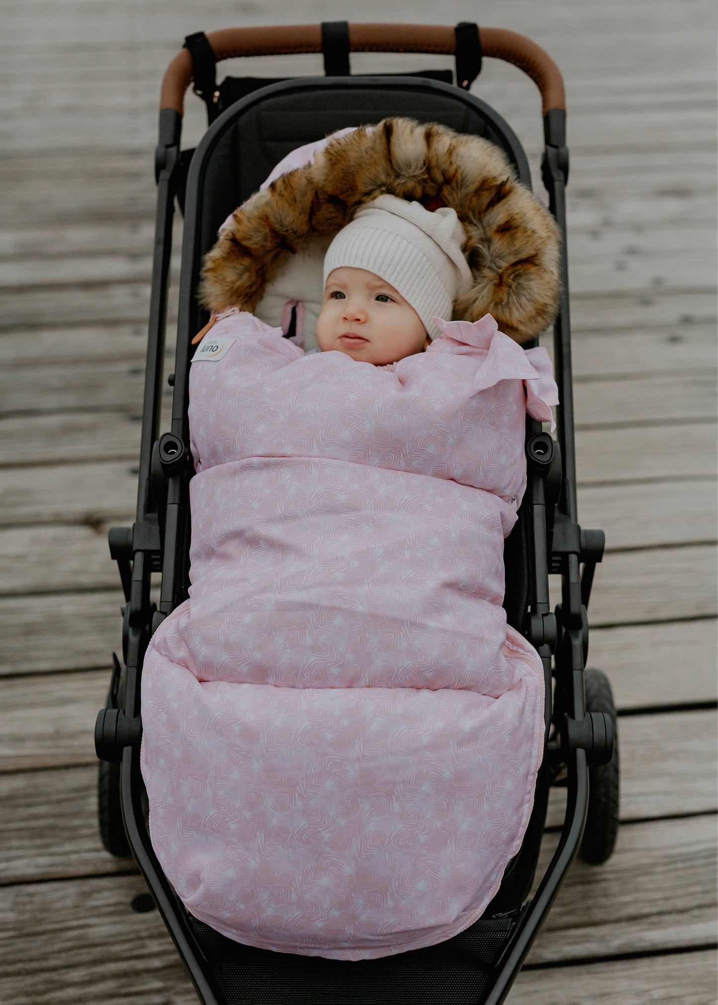 baby luno Nordic Footmuff Pram Liner - Pink Feather