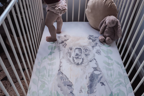 Load image into Gallery viewer, baby luno Bamboo Fitted Cot Sheet - Koala
