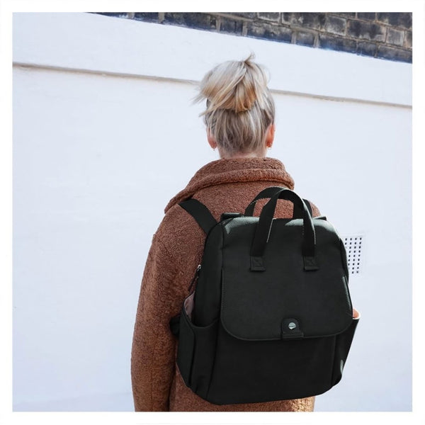 babymel robyn backpack black leather Babymel Robyn Black Backpack Baby Bag Faux Leather