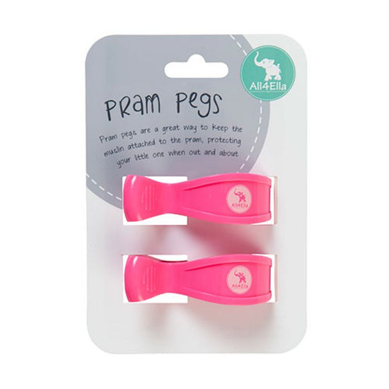 Pram Pegs 2-pack - Fluro Pink - Baby Luno