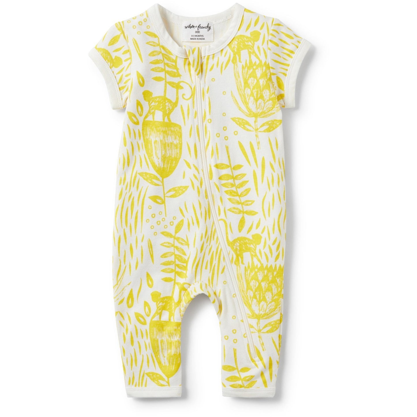 Baby Short Sleeve Zipsuit - Mellow Yellow - Baby Luno