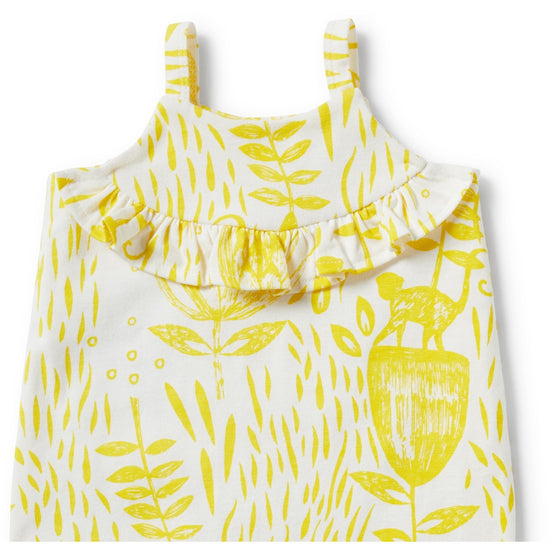 Baby Playsuit - Mellow Yellow Ruffle Singlet Strap - Baby Luno
