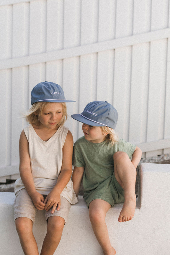 Snapback Hat - Quick Dry Nylon Blue (Kids-Adults)