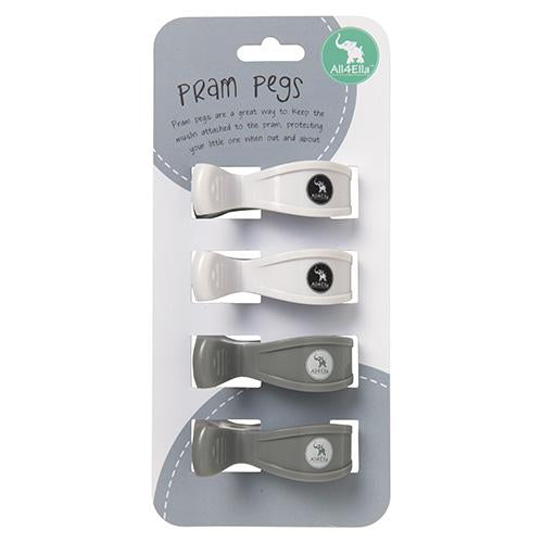Pram Pegs 4-pack - White/Grey